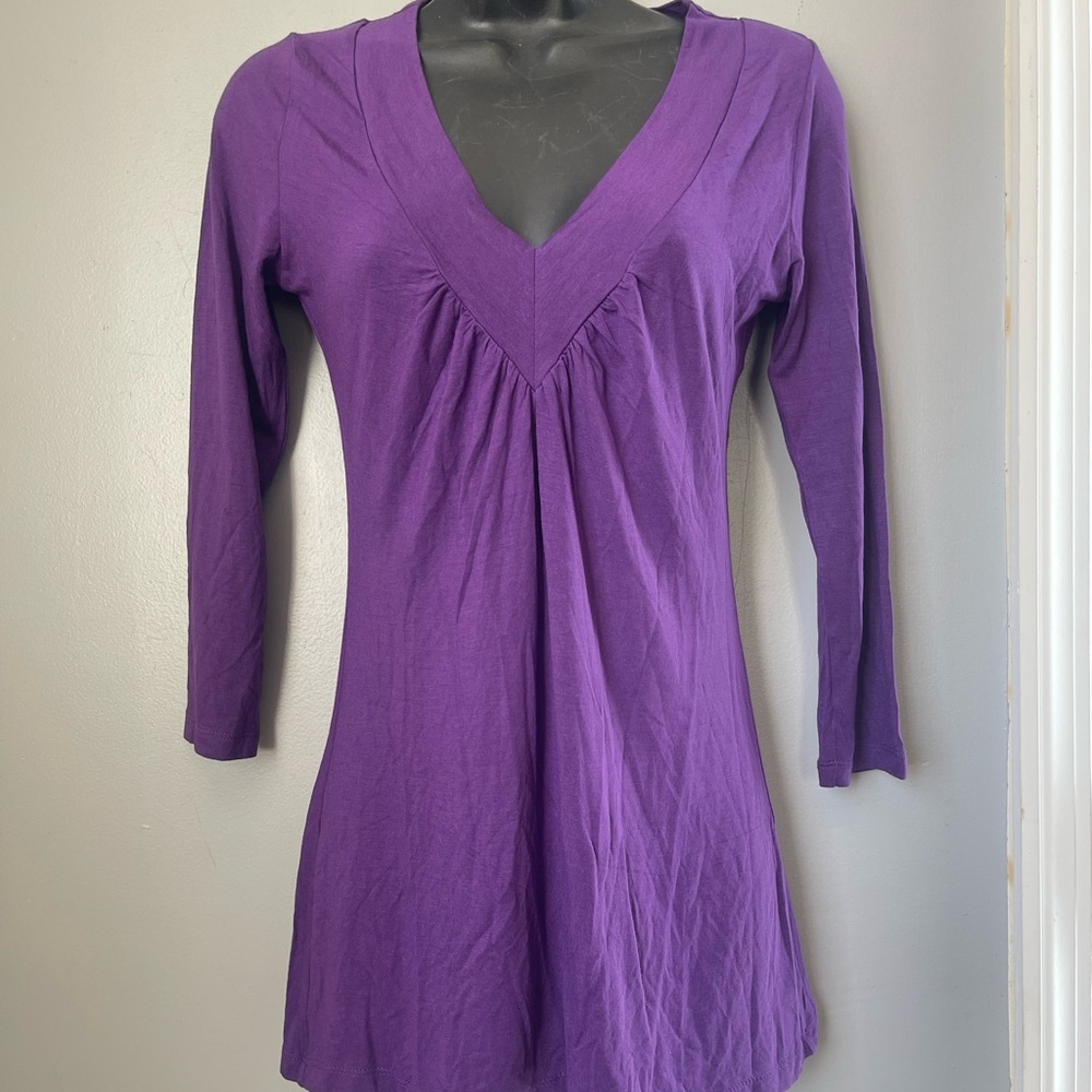 Elegant Purple V-Neck Women's Tunic